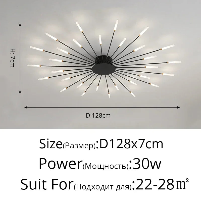 Modern LED Ceiling Chandelier – Black/Gold, 12–42 Heads, Dimmable