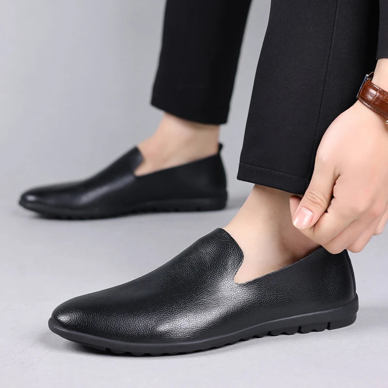 Men's PU Leather Slip-On Loafers - Lightweight Breathable Summer Casual EU 40-46