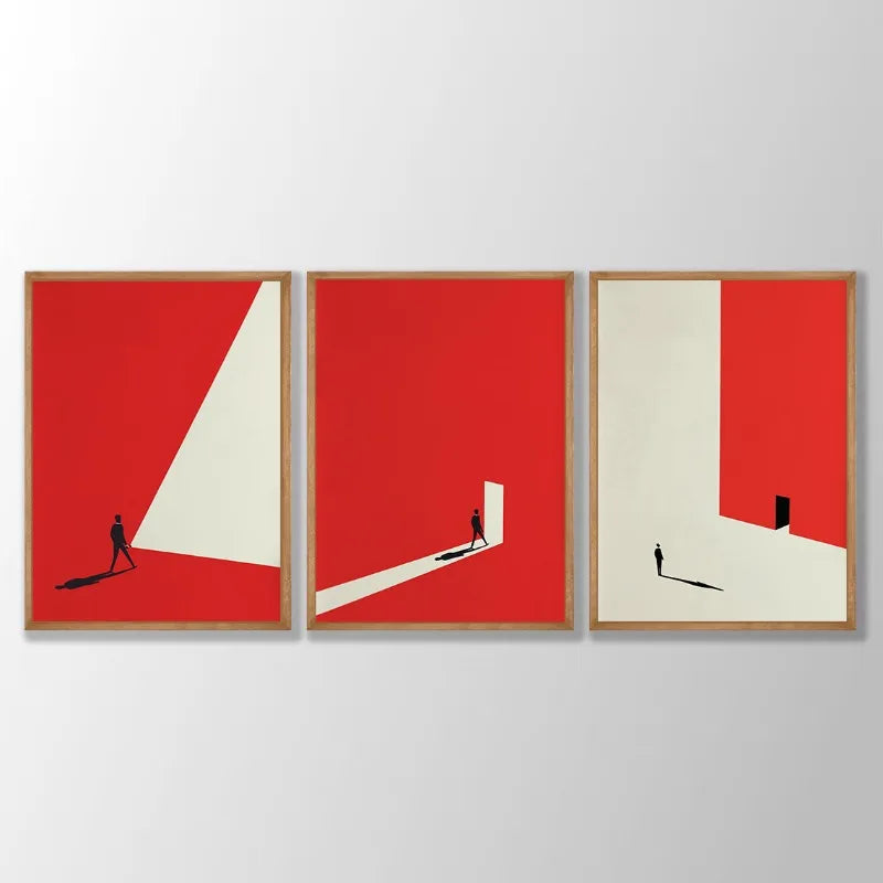 Bauhaus Red Geometry Wall Art - abstract print - modern decor