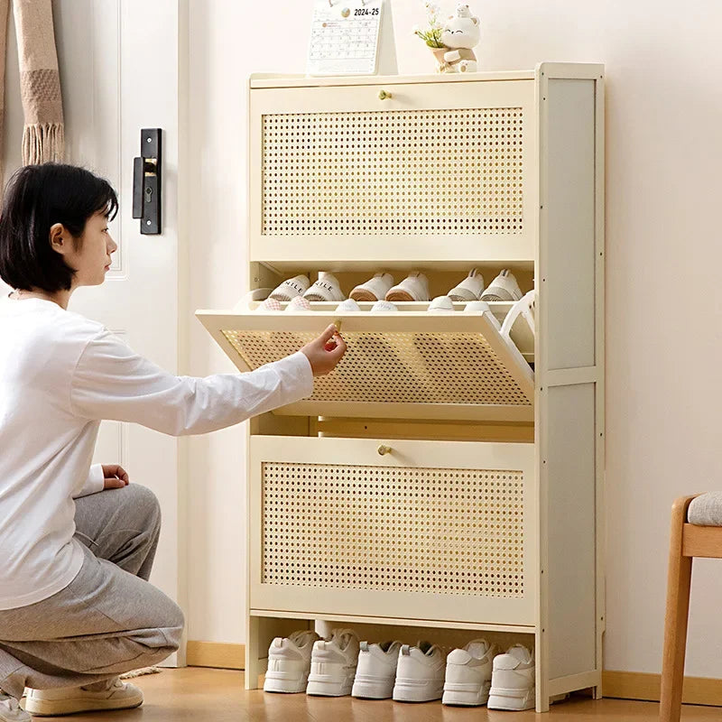Slim Bamboo Shoe Cabinet – Flip Door
