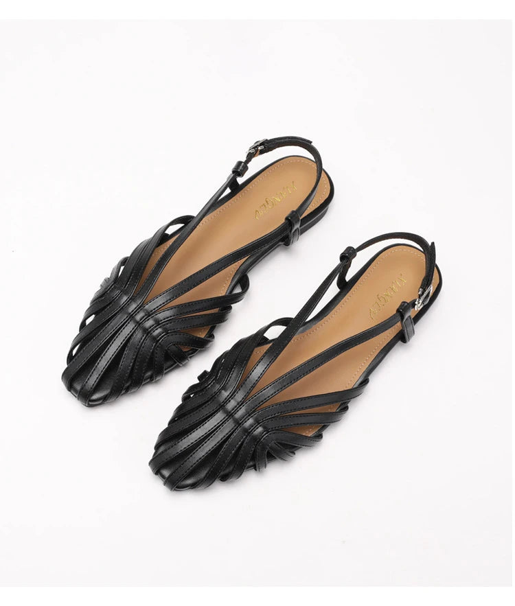 ZAROY Narrow Band Women Flat Sandals Large Size Designer Brand Banquet Wedding Shoes Summer Hollow Beach Gladiator Sandals