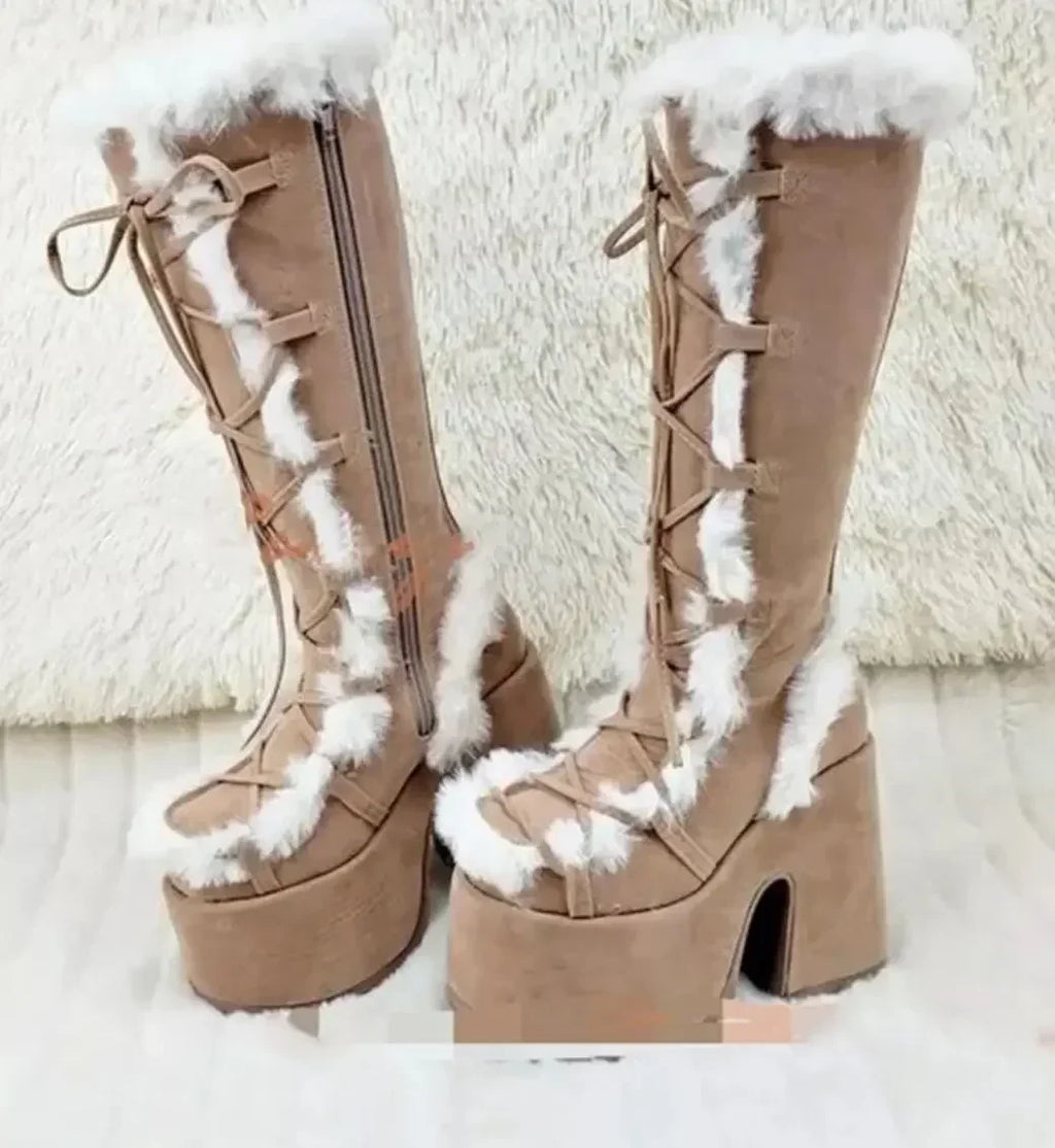 Platform Wedge Snow Boots – Plush Lined Mid-Calf