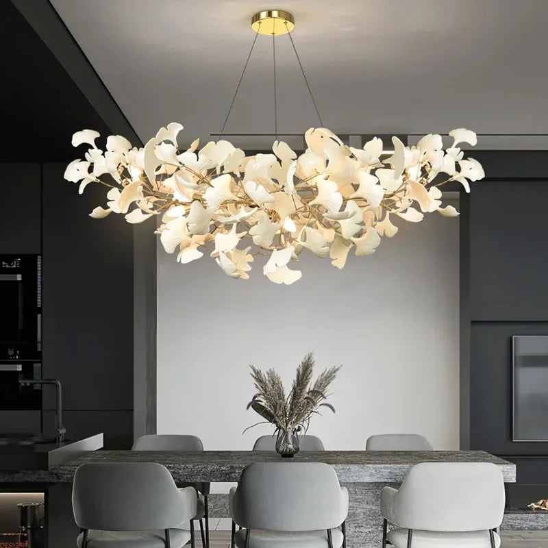 Ginkgo Leaf Ceramic Pendant Chandelier
