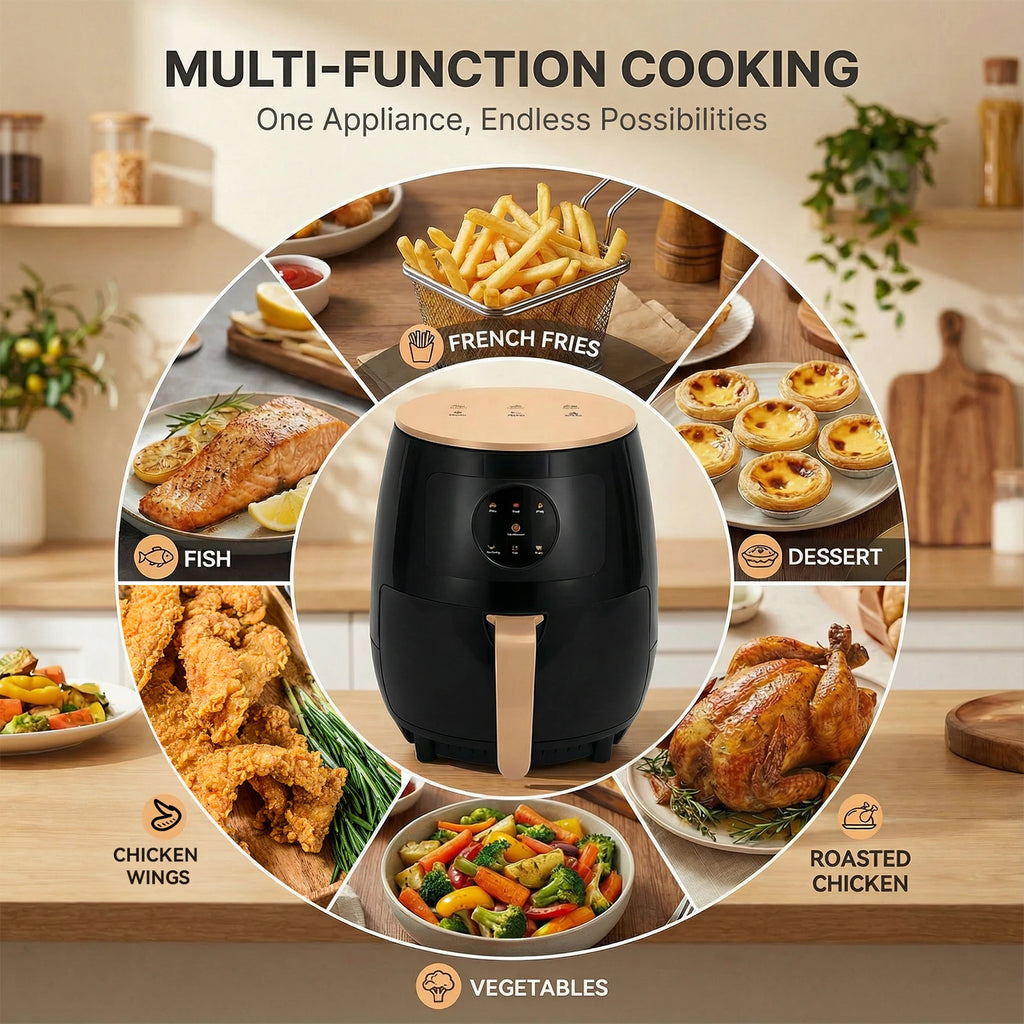5L Air Fryer 1350W Oil-Free 200°C 60min 7 Presets