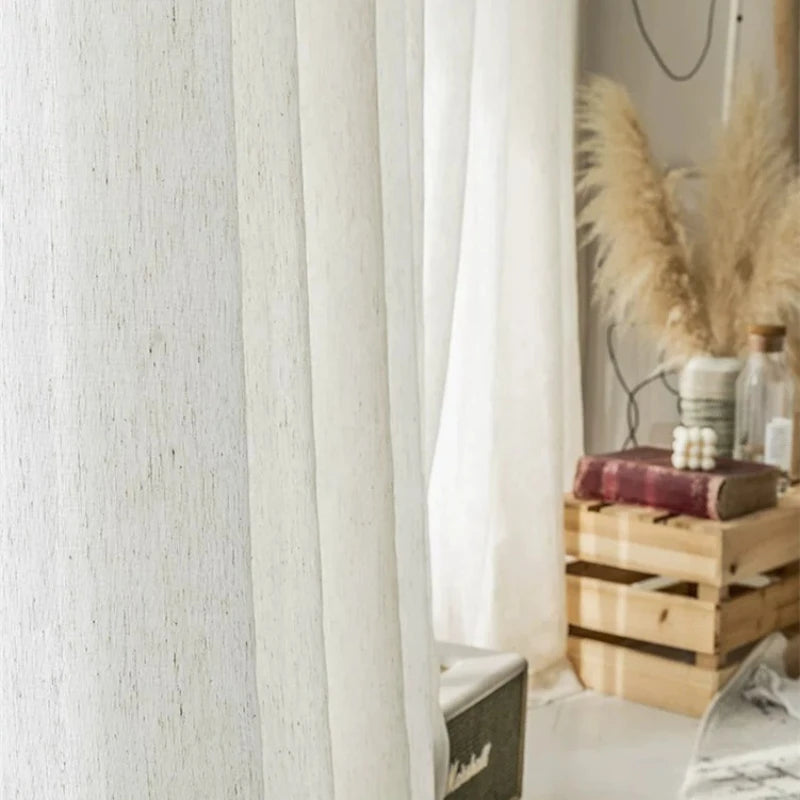 LINEN-LOOK SHEER CURTAINS - Soft Translucent Panel for Living Room & Bedroom - Multiple Sizes & Headings