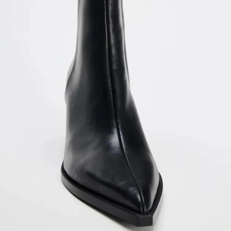Chelsea Boots – Chunky Heel Pointed Toe Side Zip
