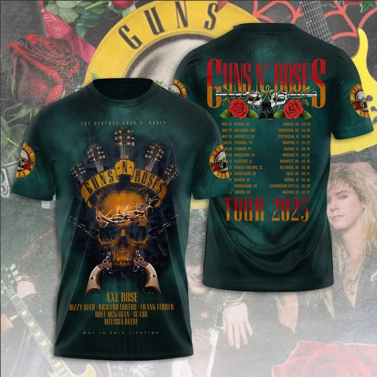 Guns N Roses Tour 2025 T-Shirt Vintage Rock Band Tee