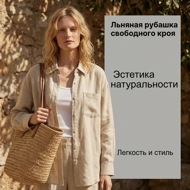 Streamgirl Summer White Linen Shirts For Women Oversized Long Sleeve Tops Lady Loose Basic Linen Tops Women Blue Shirts Oversize