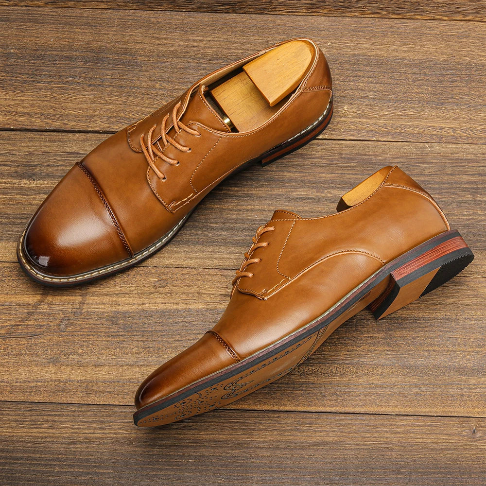 Men's Derby Dress Shoes - Fashion Lace-Up Round Toe Formal Shoes