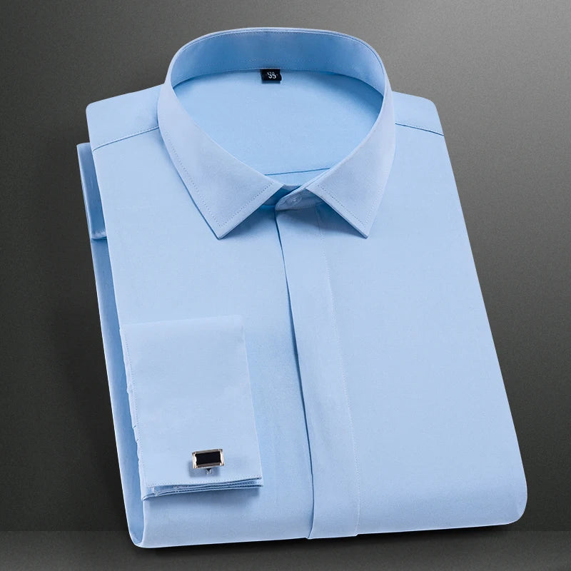 FRENCH CUFF - Men's Dress Shirt - Long Sleeve, Elegant England Style