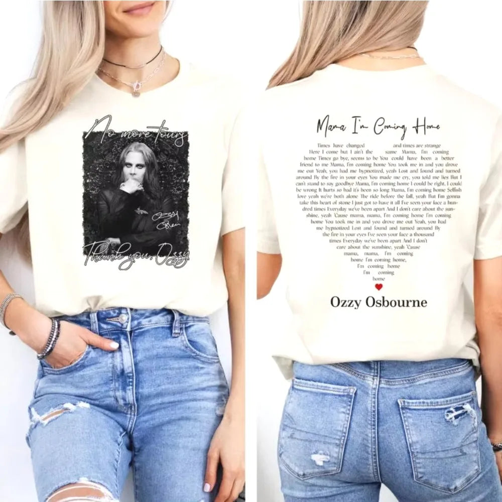 Ozzy Osbourne No More Tour Women Men Cotton Printed T Shirt Ozzy RIP Tribute Memorial Mama Ozzy Osbourne I'm Coming Home T-Shirt