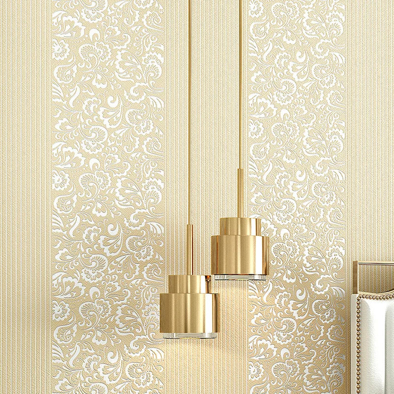 9.5M Modern Simple Wallpaper Bedroom 3D Living Room White Vertical Stripe Non-Woven Wall Cloth European TV Background Wall Paper