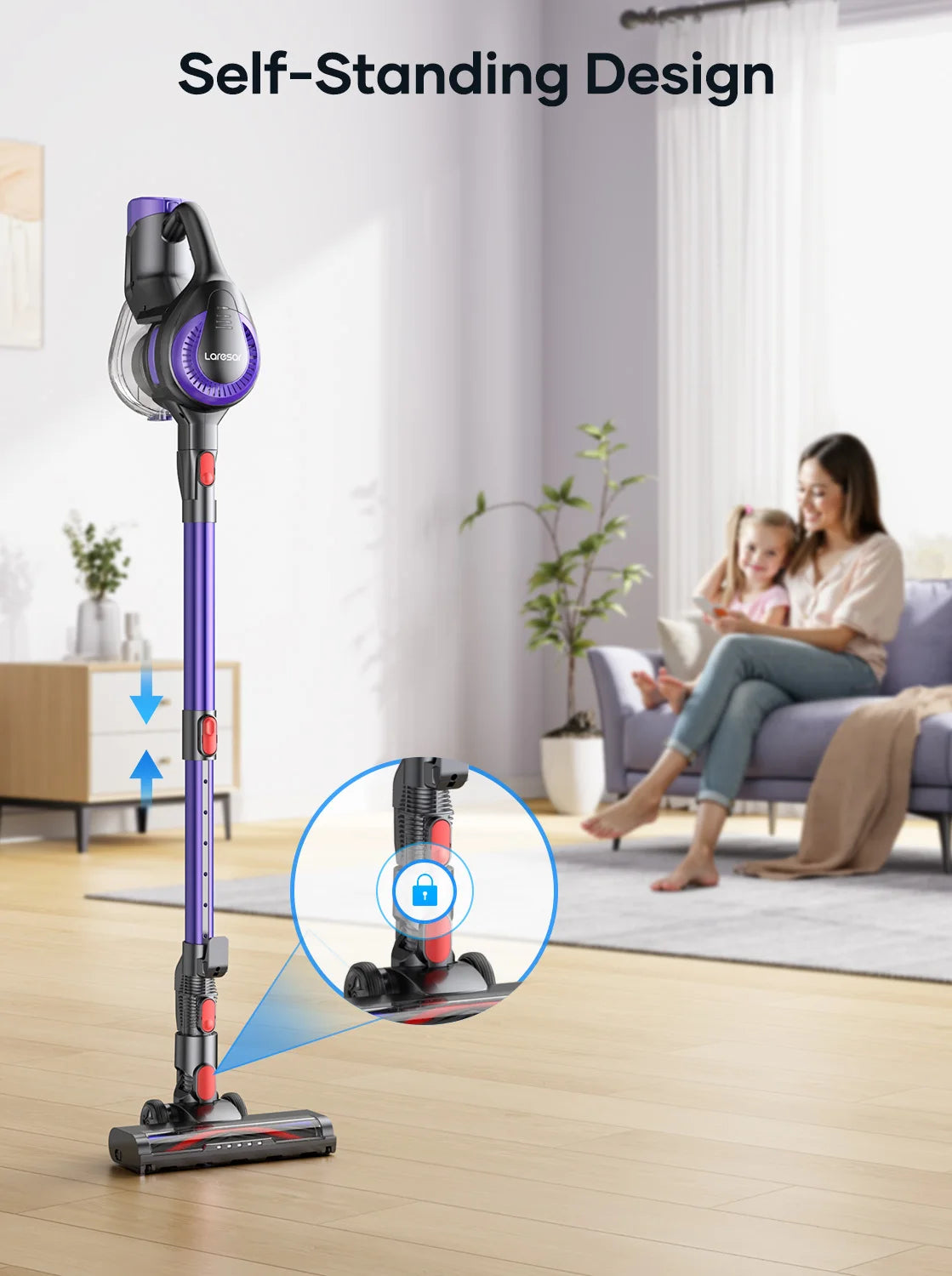 Laresar V10 Lite Cordless Vacuum Cleaner – 38000Pa Strong Suction, 45 Min Runtime