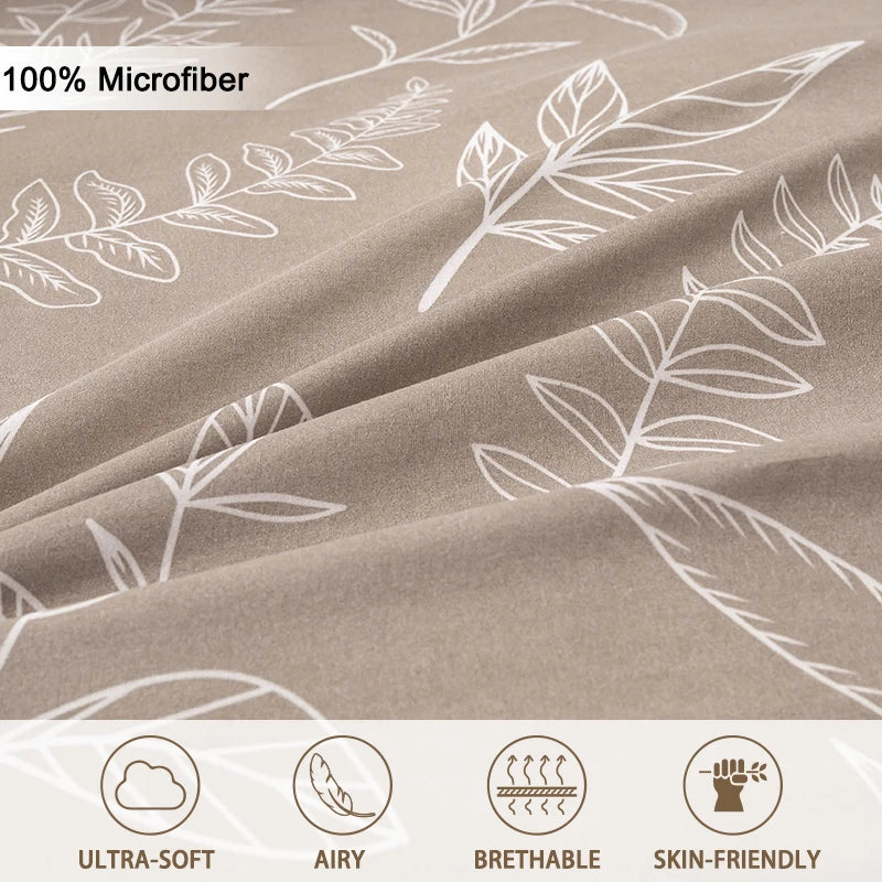 BOTANICAL SLEEP - Leaf Floral Duvet Cover Set - Soft, Skin-Friendly & Timeless