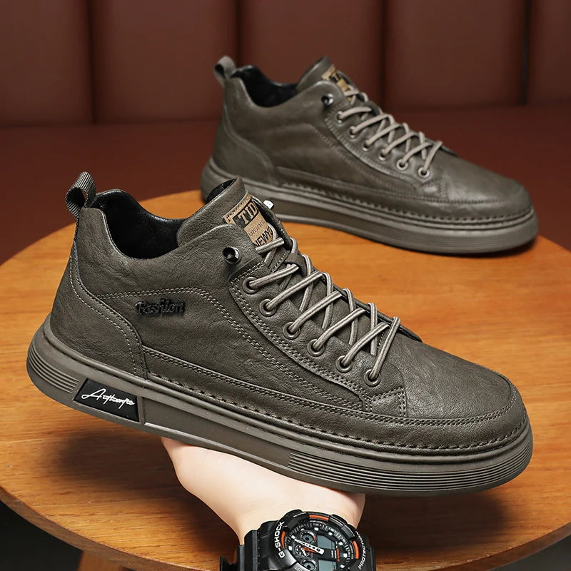 BRIT STEP - Men's Breathable Casual Leather Shoes - Handmade Platform