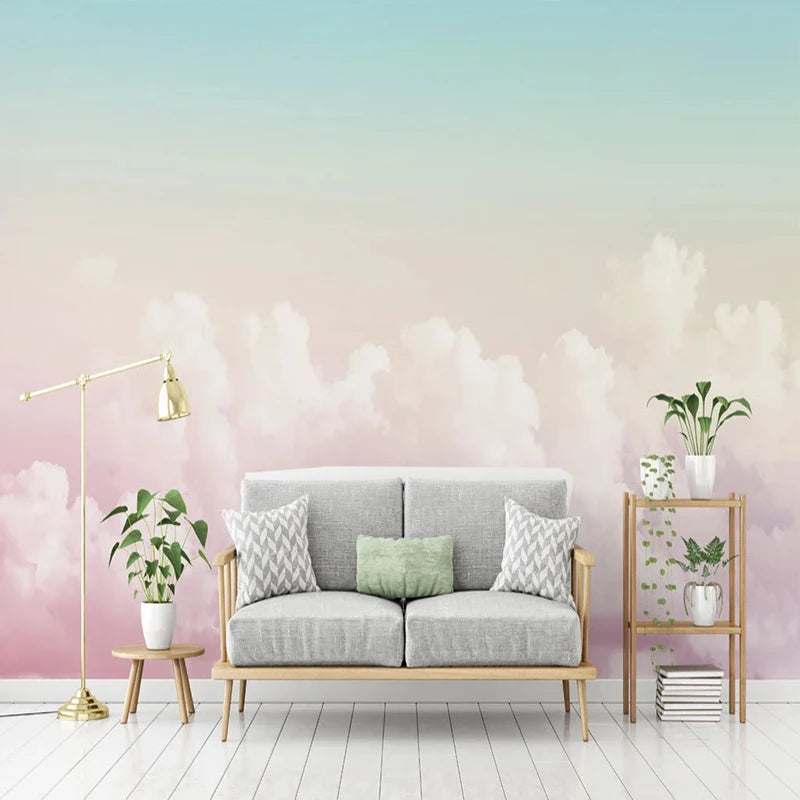 PINK SKY CLOUDS MURAL WALLPAPER - 7 Materials, Custom Size - Dreamy Rooms