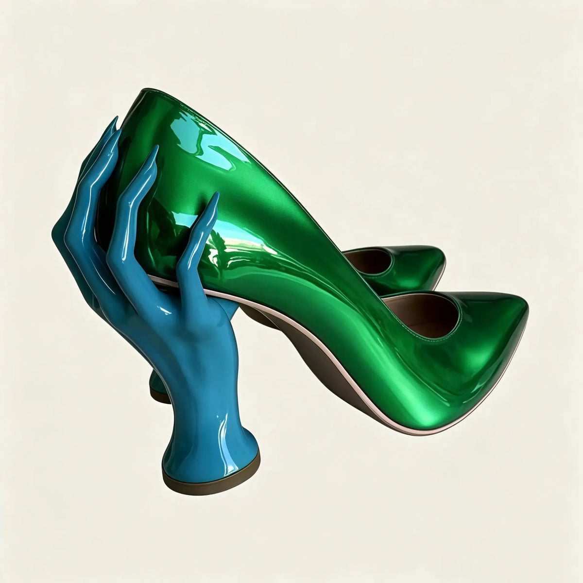 Patent Leather Pumps – Pointed Toe Sculptural Heel Slip-On