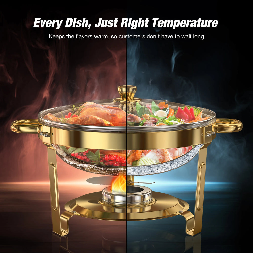 Chafing Dish Buffet Set - 5QT Gold Stainless - Party Ready