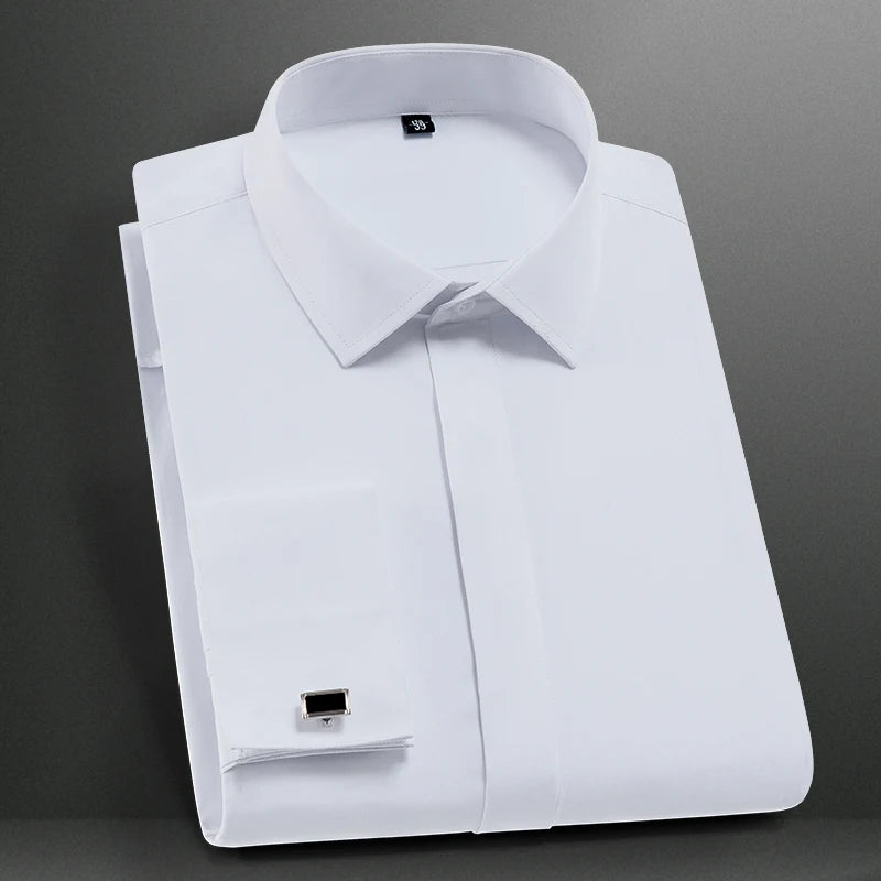 FRENCH CUFF - Men's Dress Shirt - Long Sleeve, Elegant England Style
