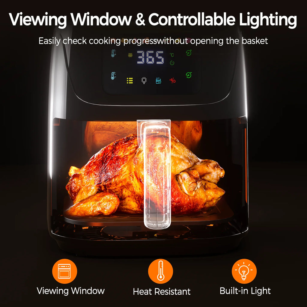 Oil-Free Air Fryer 7L – 1500W 200°C Viewing Window LED Touch Screen 8 Presets