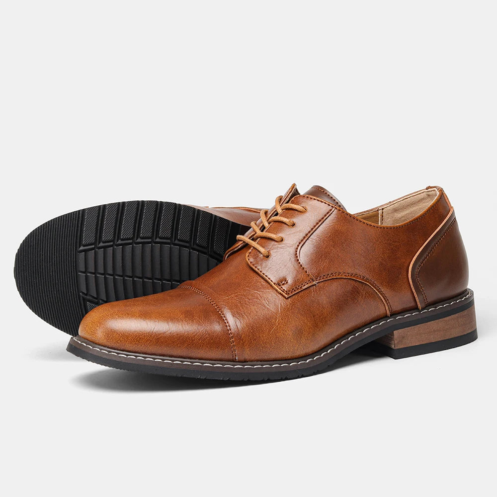 URBAN DERBY - Men's Casual Lace-Up Derby Shoes - Lightweight Faux Leather Dress Shoes, US Sizes 7-13
