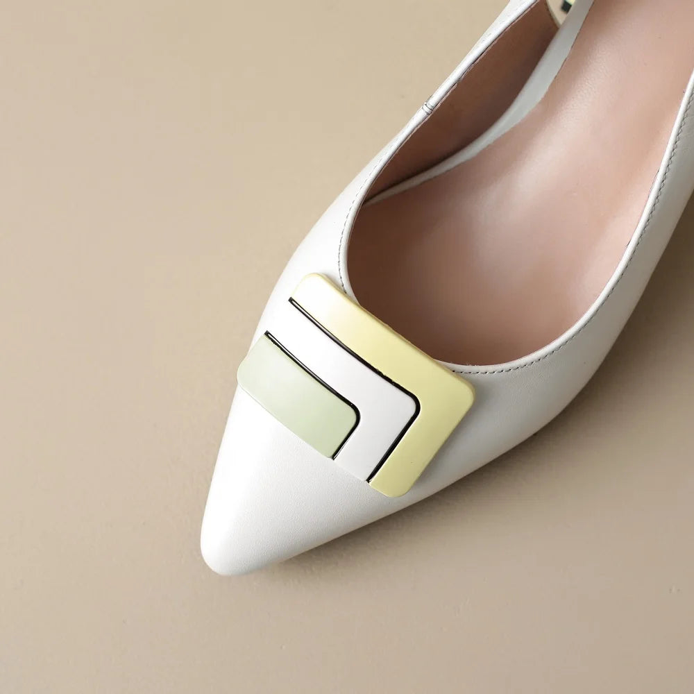 【JOCHEBED HU】Summer Genuine Leather Chunky Sandals Sexy Women High Heels Shoes New Brand Party Designer Slingback Pumps 33-46