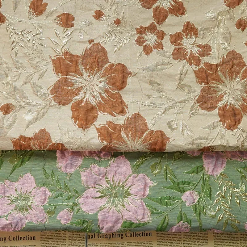 Gold Jacquard Fabric – Floral Brocade by the Meter
