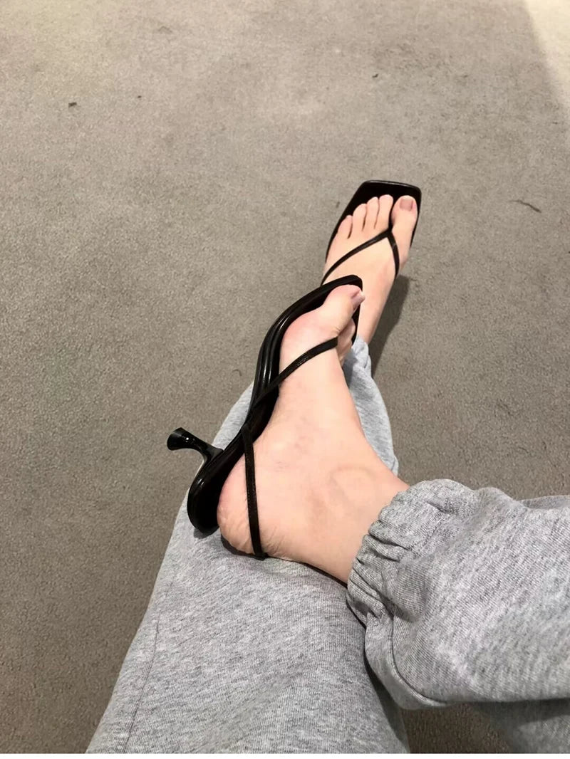 Summer High Heel Women Clip Toe Sandals Fashion Narrow Band Shoes Design Style Party Dress Sandals Shoes