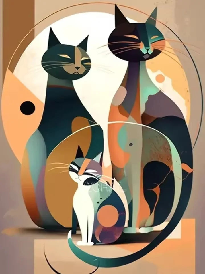 Colorful Cat Canvas Print - Frameless Rainbow - Playful Pop