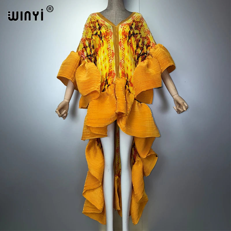 Moonlit Muse - Pleated Maxi Kaftan - Evening Flow