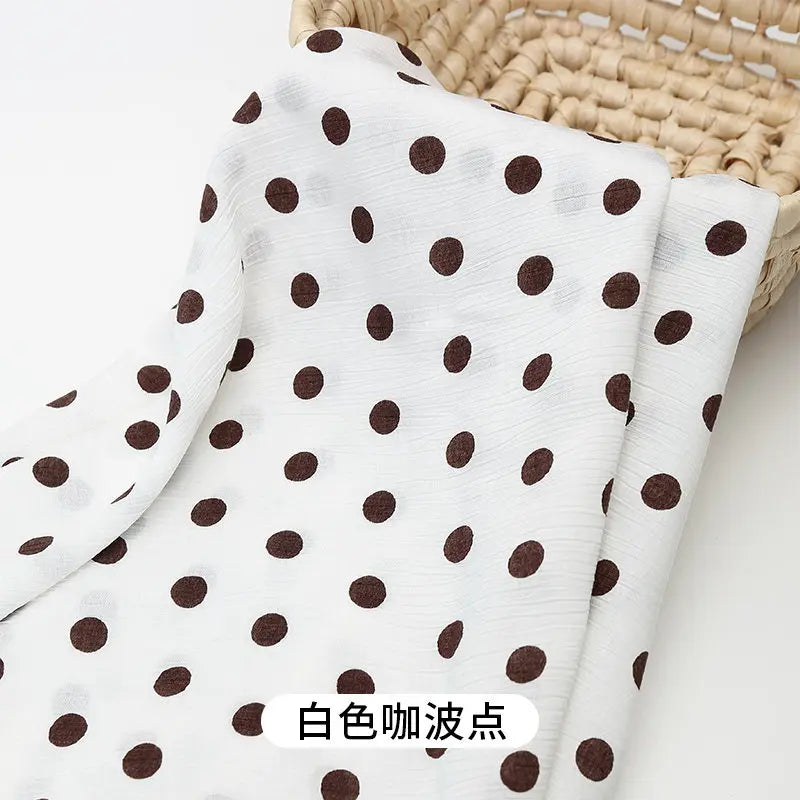0.5m/1m/2m Imitation Cotton Polka Dot Printing Fabric for Summer Dresses Home Wear Pajamas Hair Accessories DIY Sewing Fabrics