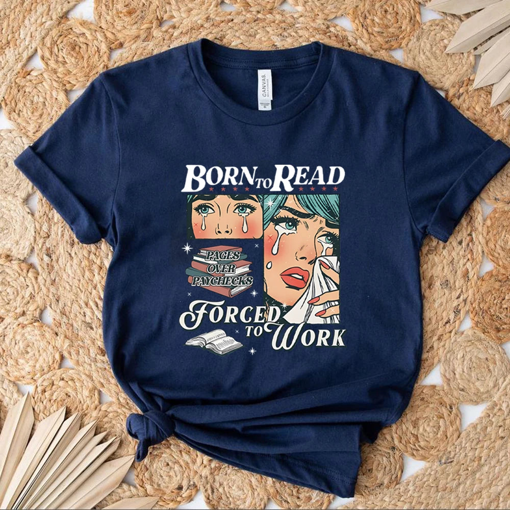 Retro Born To Read Bookish T Shirt Funny Reader Book Addict Shirts Spicy Books Short Sleeves Tops Bookish Tee Book Lover Gift