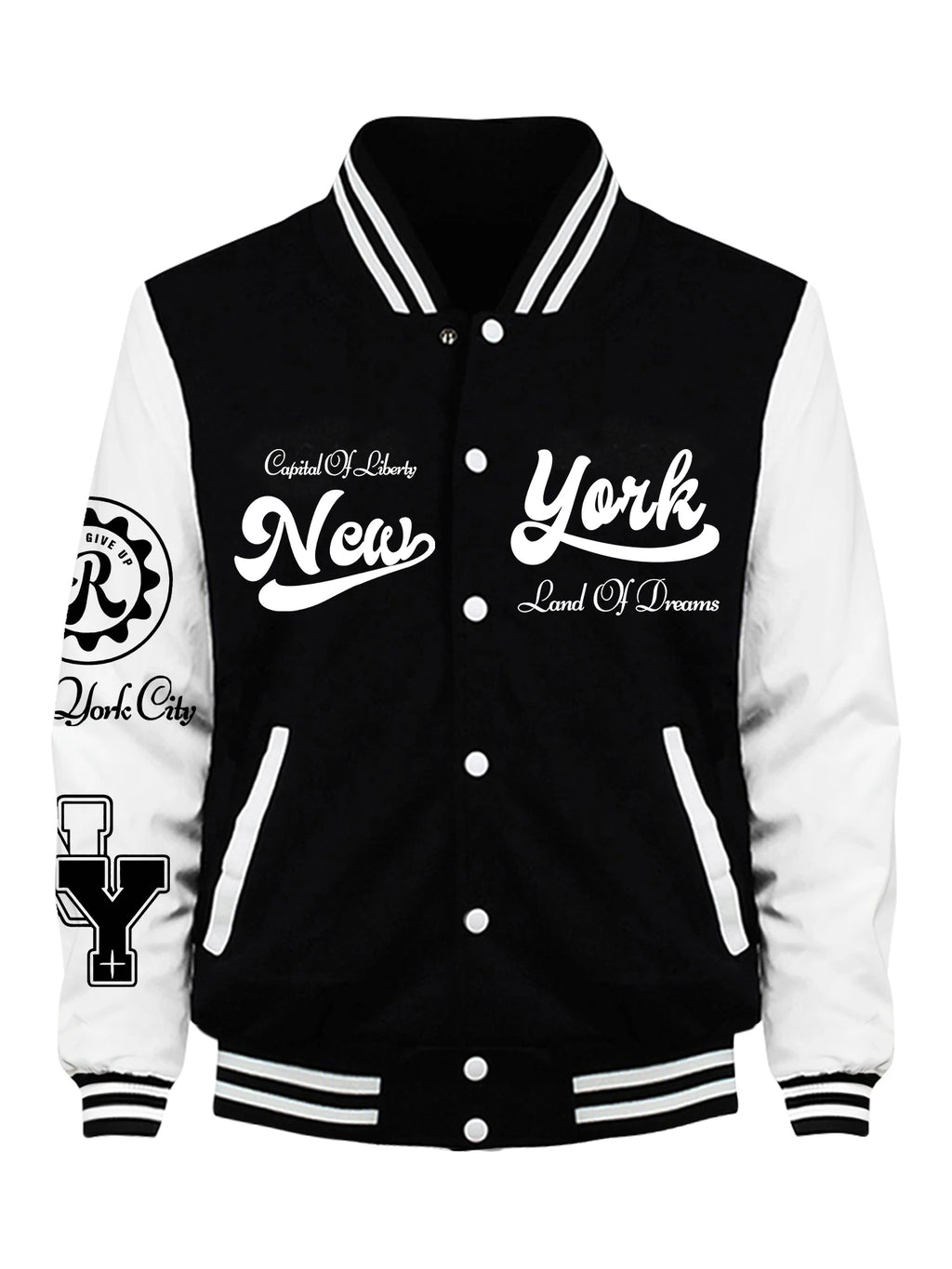 LAND OF DREAMS - Men's Retro Baseball Fleece Jacket - Stand Collar Varsity Coat