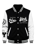 LAND OF DREAMS - Men's Retro Baseball Fleece Jacket - Stand Collar Varsity Coat