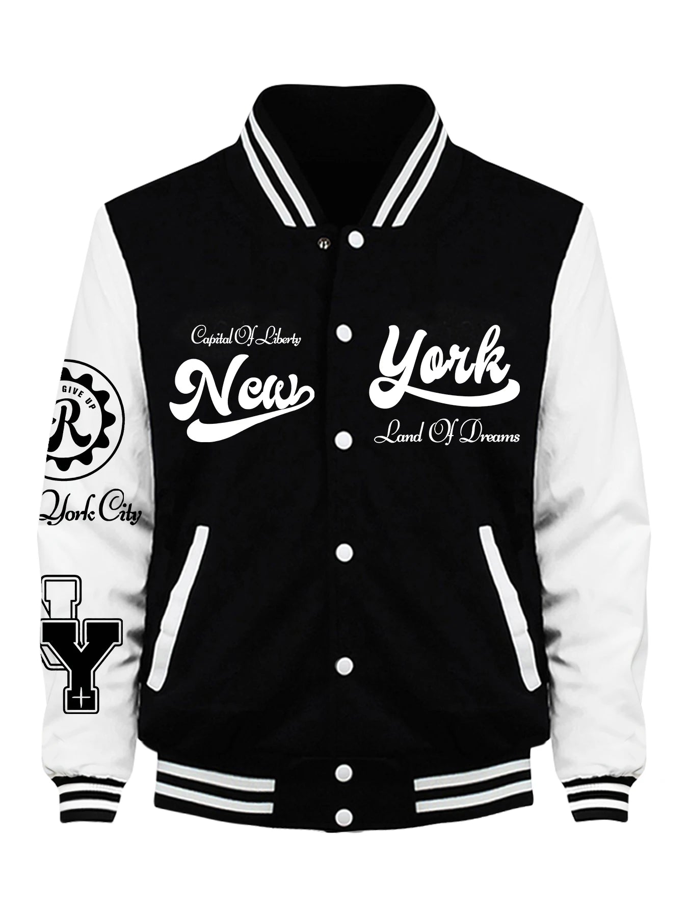 LAND OF DREAMS - Men's Retro Baseball Fleece Jacket - Stand Collar Varsity Coat