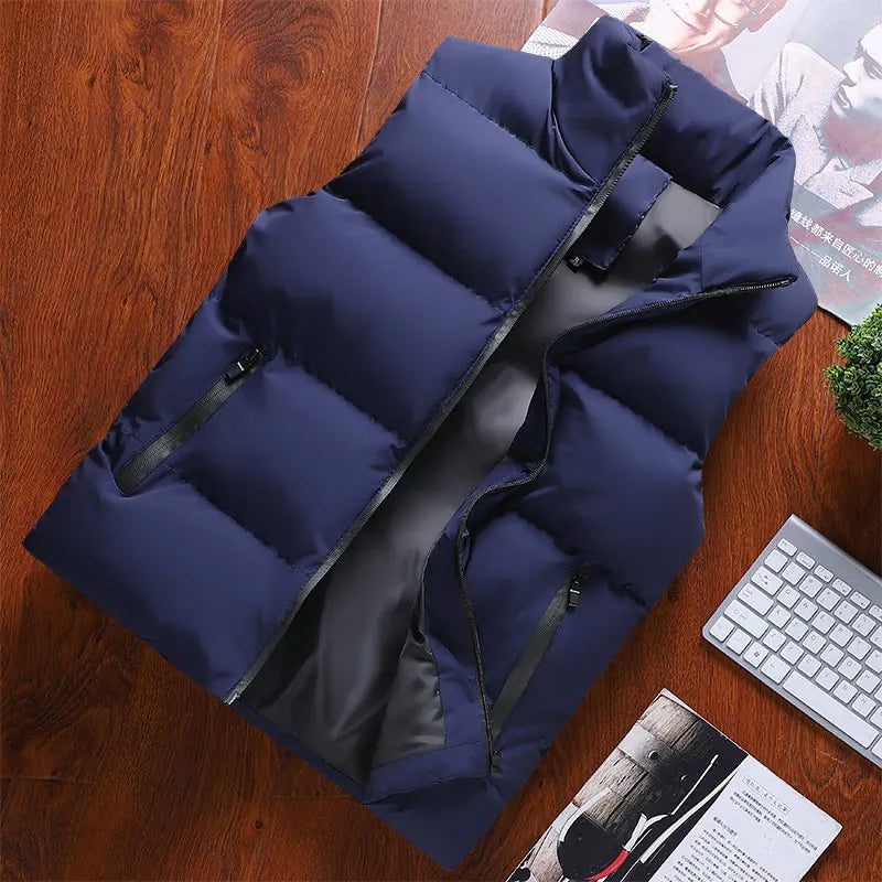 COLD FRONT - Men's Windproof Puffer Vest - Thick Cotton Sleeveless Winter Jacket