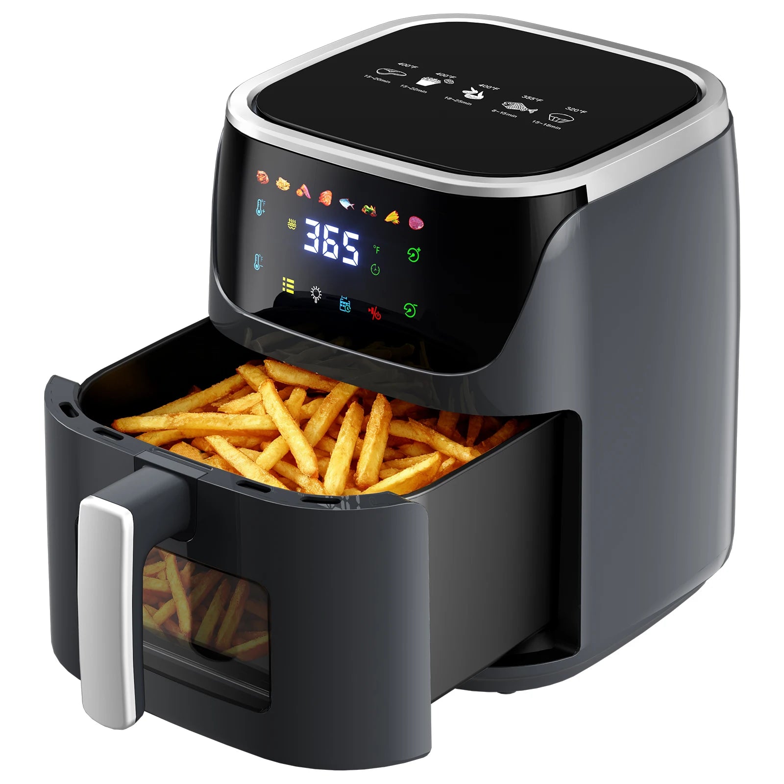 Oil-Free Air Fryer 7L – 1500W 200°C Viewing Window LED Touch Screen 8 Presets