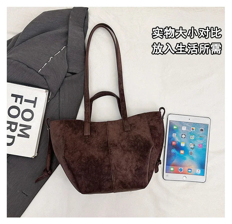 Light Luxury Solid PU Hasp Shoulder Bag for Women Commuting Frosted Leather Handbag 2026 Hot Sale Large Capacity Niche Tote Bags