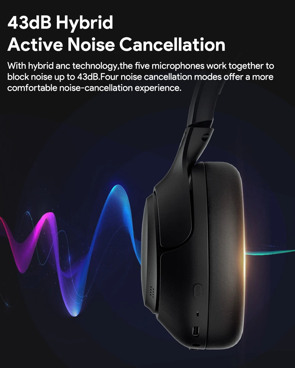 QCY H3 ANC Wireless Headphones BT 5.4 Hi-Res 43dB