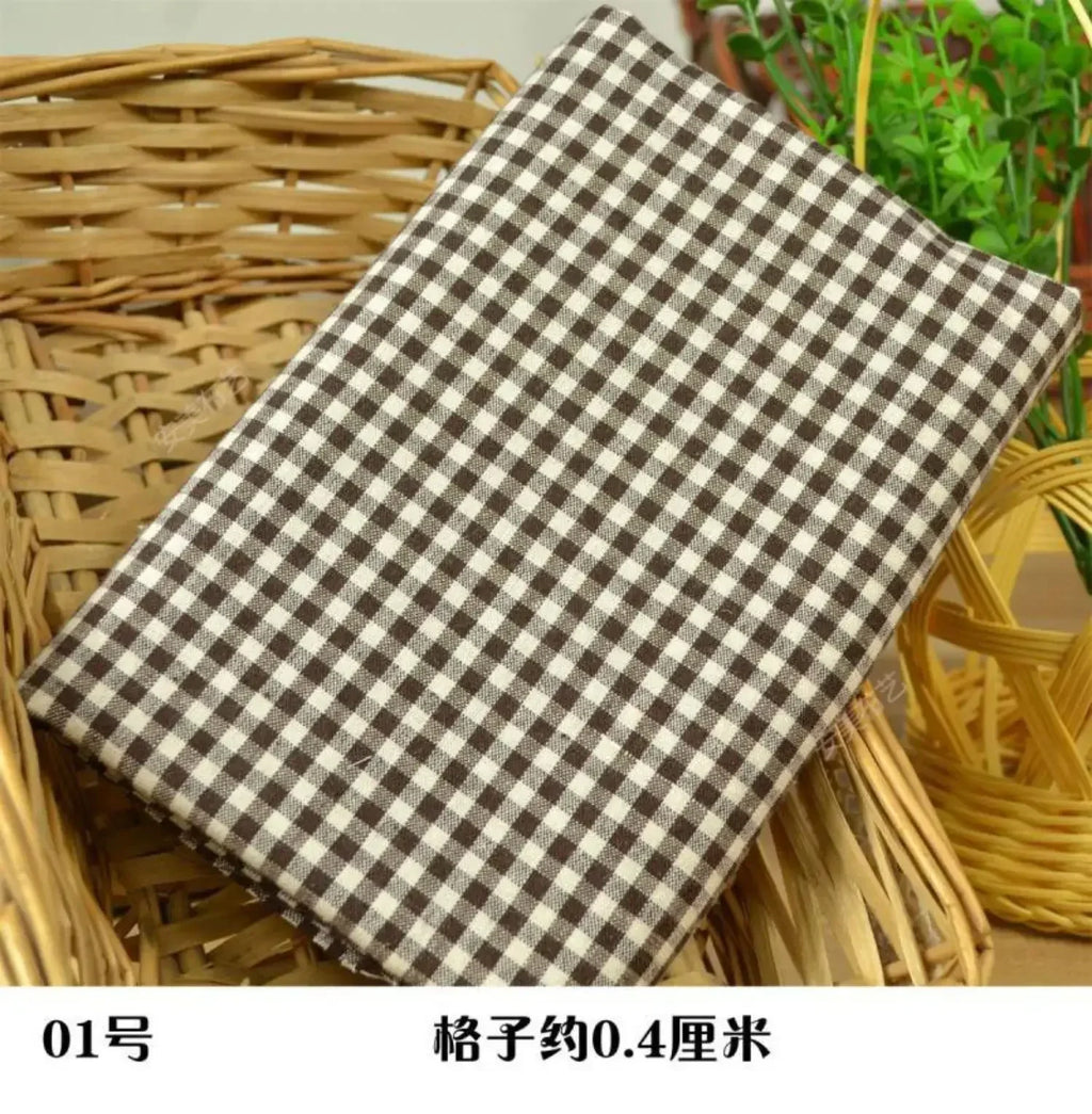 YARN-DYED COTTON PLAID FABRIC - Combed Weave, 145cm Wide - Warm Textures