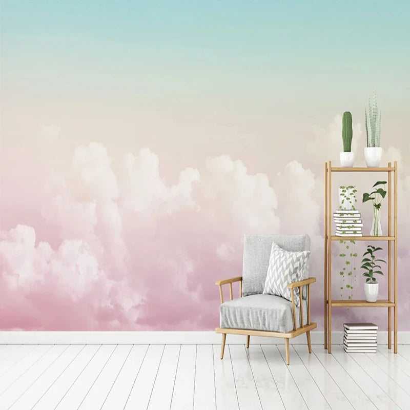 PINK SKY CLOUDS MURAL WALLPAPER - 7 Materials, Custom Size - Dreamy Rooms