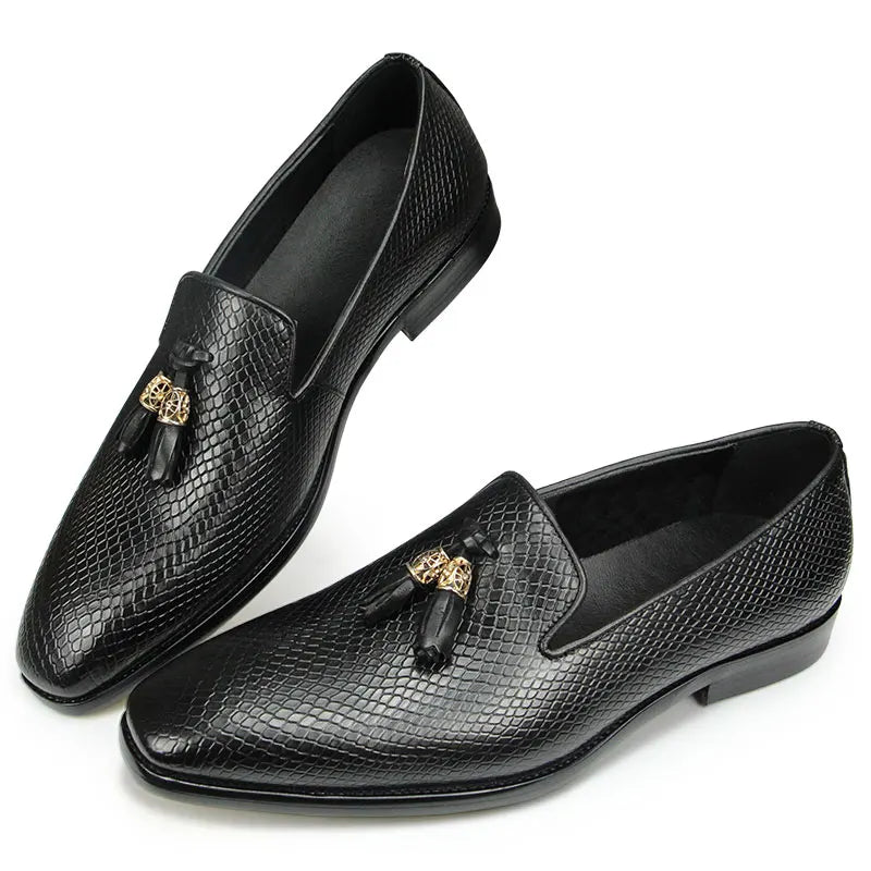 TASSEL MASTER - Men's Handmade Tassel Genuine Leather Loafers - Pigskin Insole All Season Casual Shoes