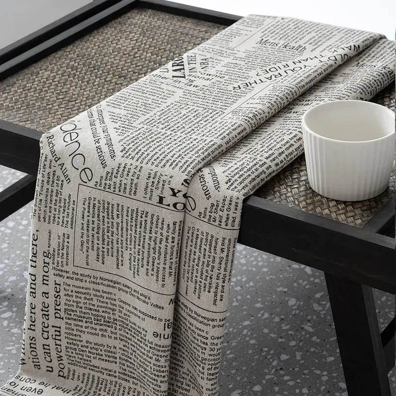 Newspaper Print Cotton Linen Fabric – by the Meter