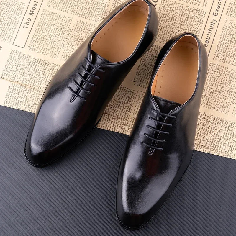 OXFORD CRAFT - Men's Handmade Genuine Leather Oxford Shoes - Business Casual Lace-Up