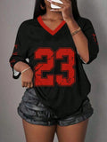  Casual Minimalist Letter NO.23 Graphic T-Shirt For Women Summer Sports Jersey Suitable For Basketball Games Y2k Ladies Clothes