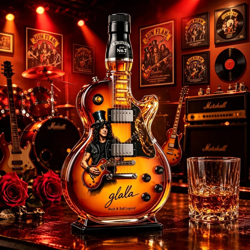 Guitar Shaped Whiskey Decanter – Rock Legend Liquor Bottle Collectible Barware