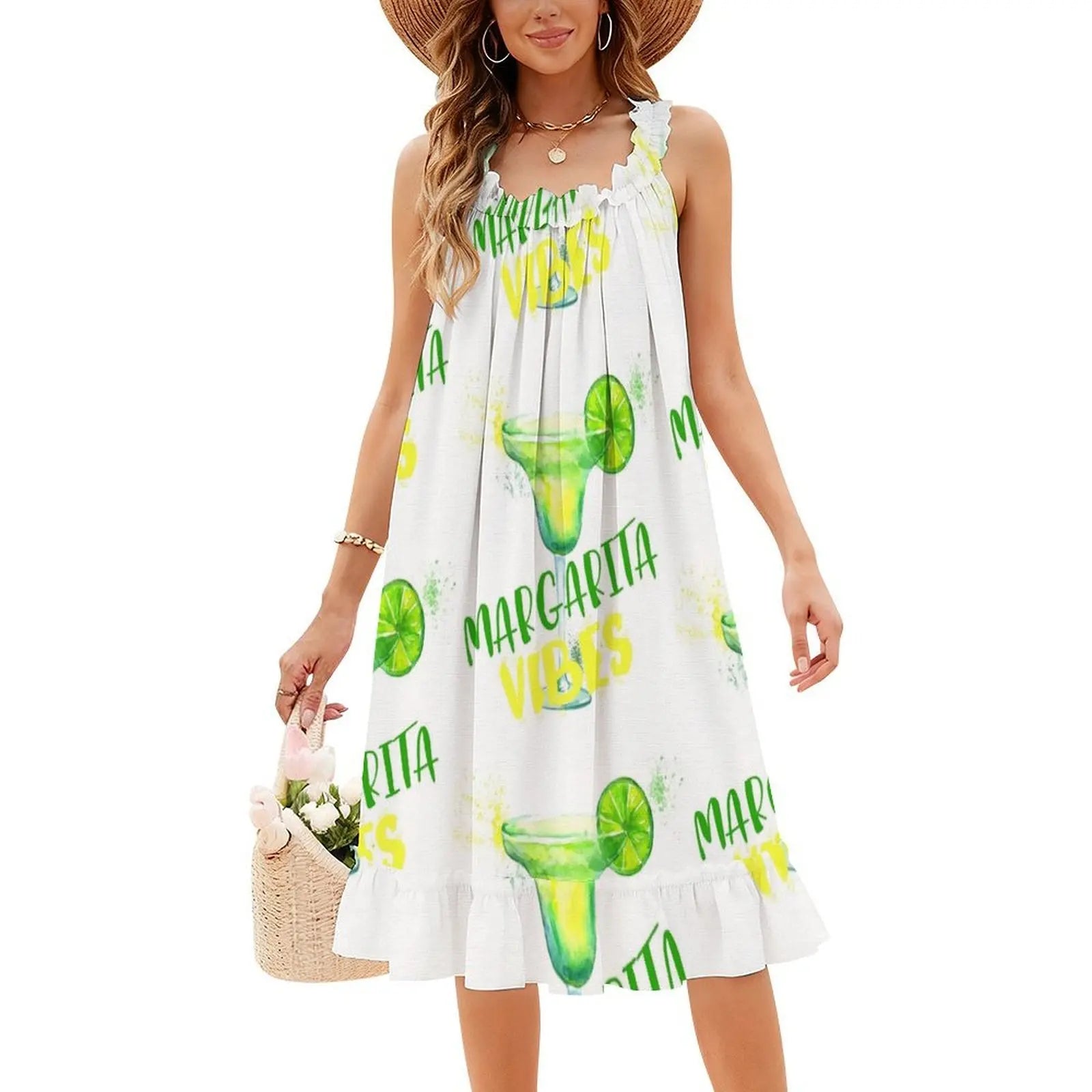 Margarita Vibes Women's Elegant Party Dress A-Line Dress With Short/Long/Sleeveless Options Margarita Tequila Cocktail Drink