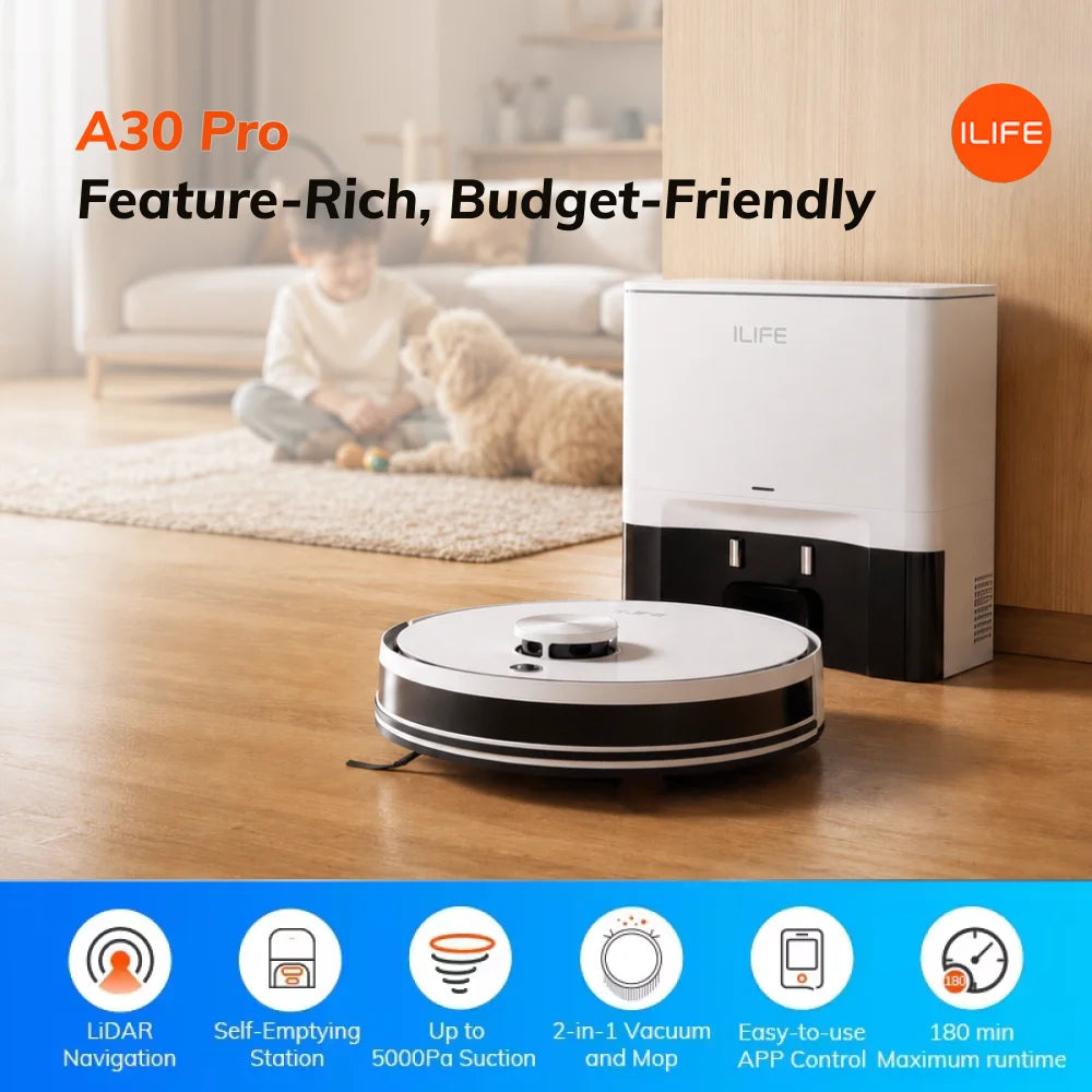 ILIFE A30 Pro Robot Vacuum Self-Emptying