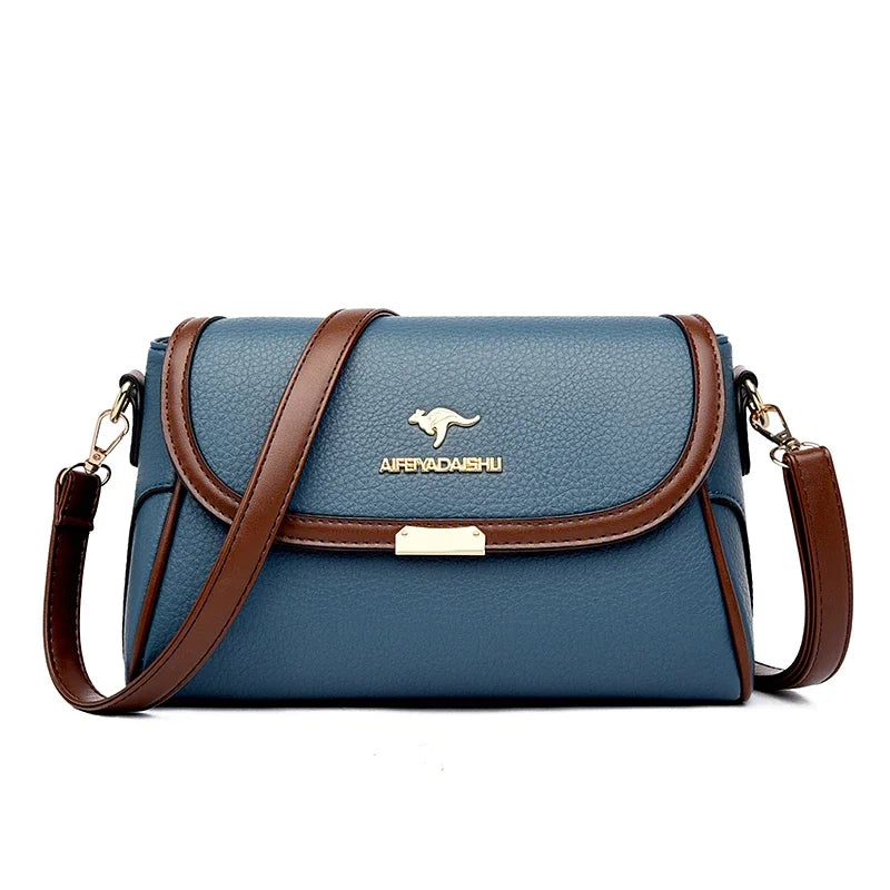Elegant Small Crossbody Bag - Cream & Brown Messenger