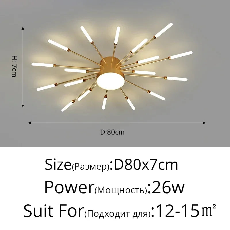 Modern LED Ceiling Chandelier – Black/Gold, 12–42 Heads, Dimmable